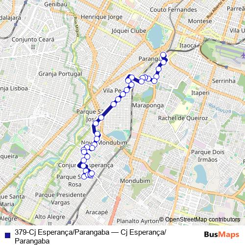 379-Cj Esperança/Parangaba bus Line Map