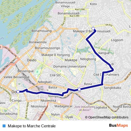 Makepe to Marche Centrale bus Line Map
