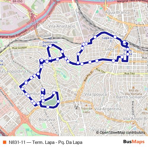 N831-11 bus Line Map