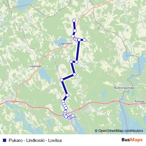 Pukaro - Lindkoski - Loviisa bus Line Map