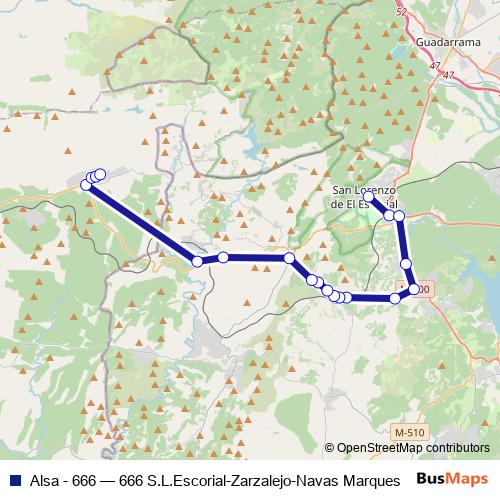 Alsa - 666 bus Line Map