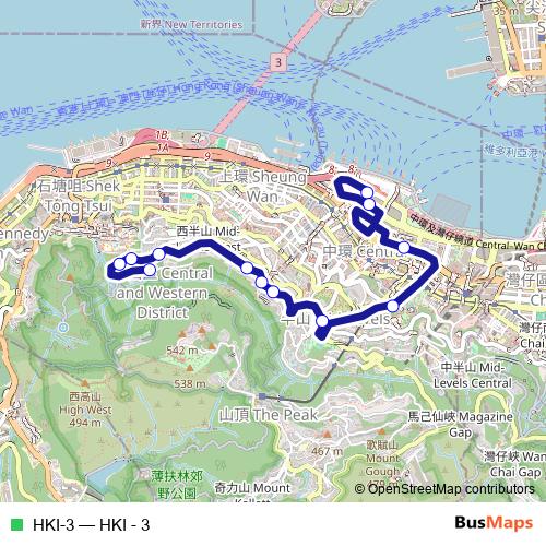 HKI-3 bus Line Map