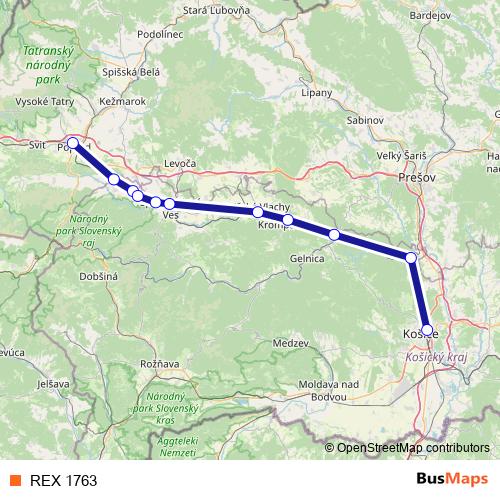 REX 1763 rail Line Map