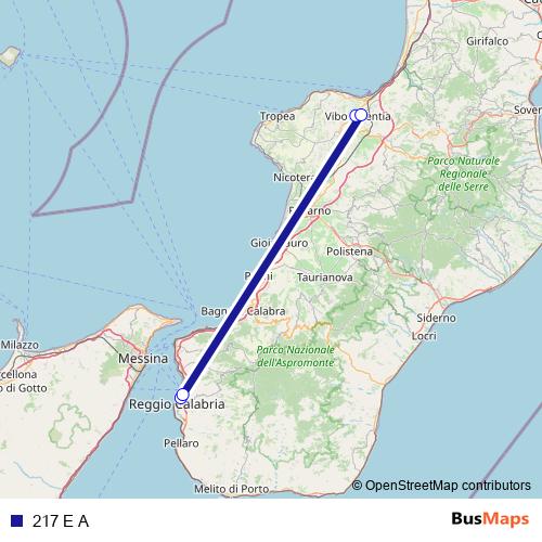 217 E A bus Line Map