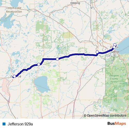 Jefferson 929a bus Line Map