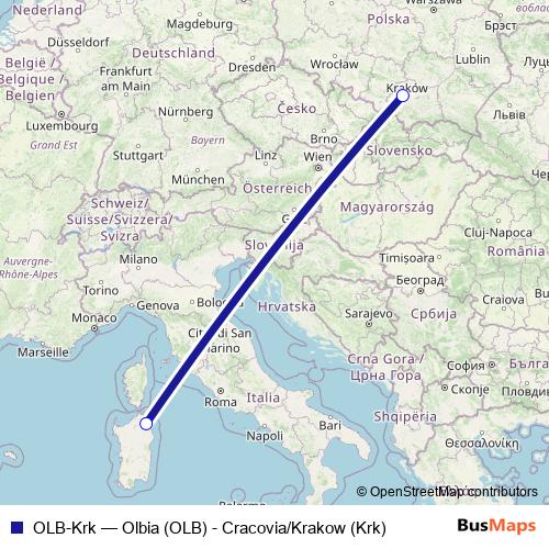 OLB-Krk air Line Map
