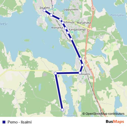 Pemo - Iisalmi bus Line Map