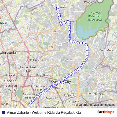 Almar Zabarte - Welcome Rtda via Regalado Qa bus Line Map