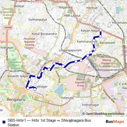 SBS-Hrbr1 bus Line Map