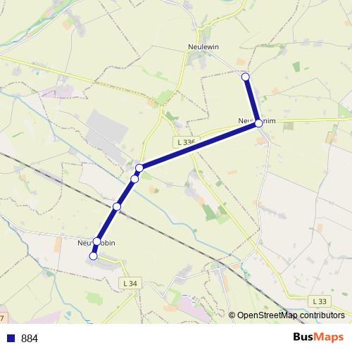 884 bus Line Map