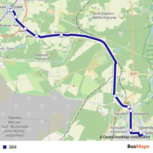 884 bus Line Map