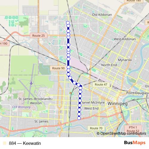 884 bus Line Map