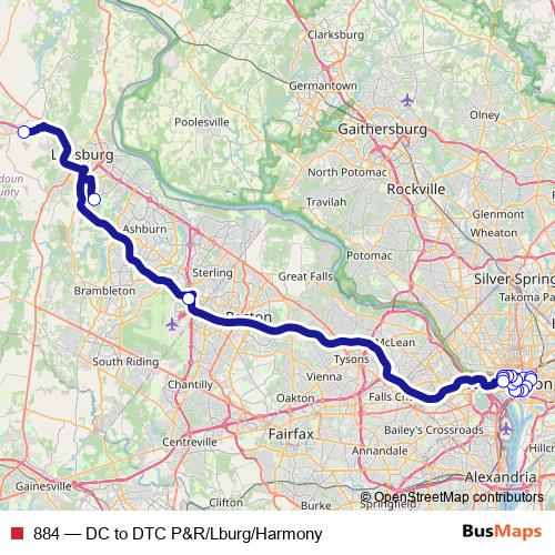884 bus Line Map