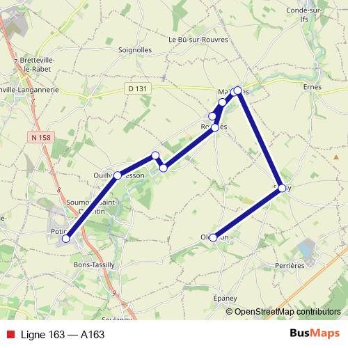 Ligne 163 bus Line Map