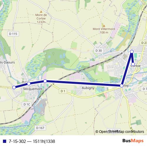 7-15-302 bus Line Map