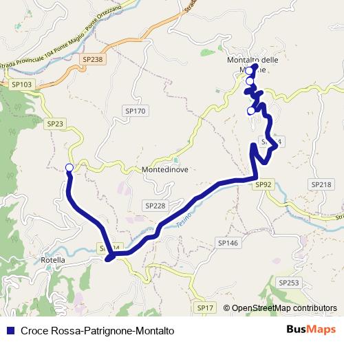 Croce Rossa-Patrignone-Montalto bus Line Map