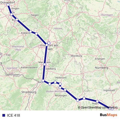 ICE 418 rail Line Map