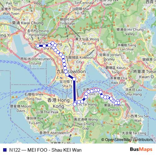 N122 bus Line Map