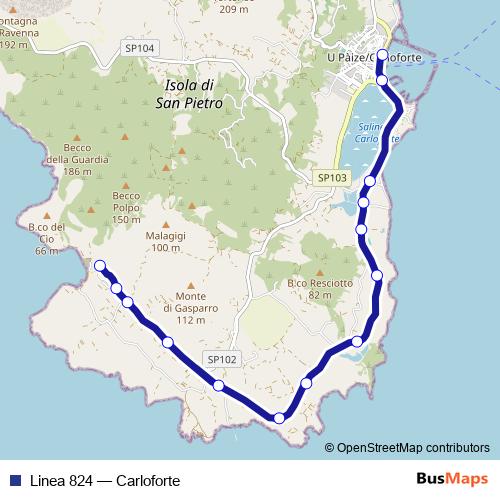 Linea 824 bus Line Map