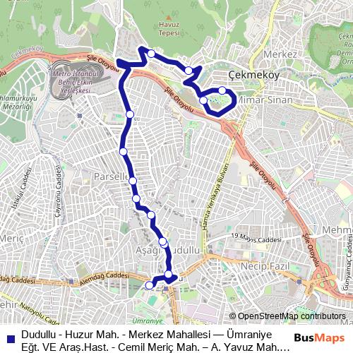 Dudullu - Huzur Mah. - Merkez Mahallesi bus Line Map