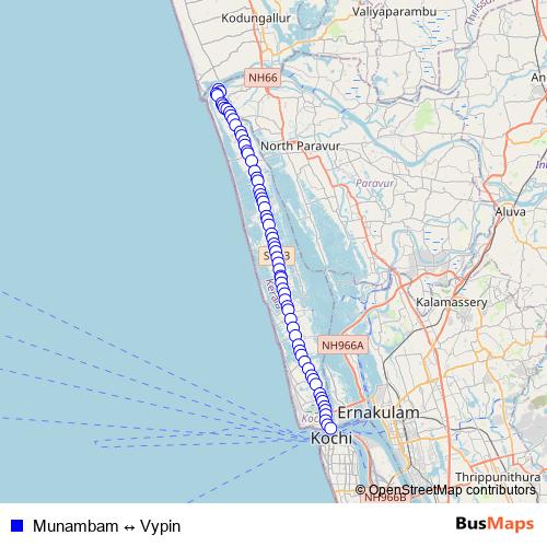 Munambam ↔ Vypin bus Line Map