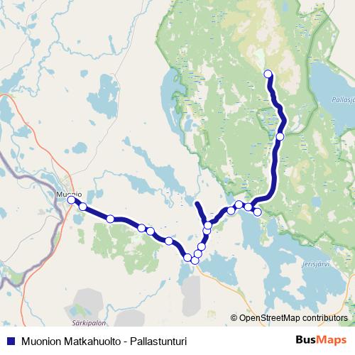 Muonion Matkahuolto - Pallastunturi bus Line Map
