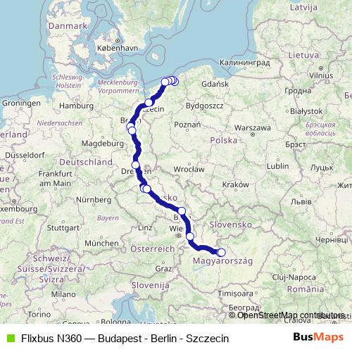 Flixbus N360 bus Line Map