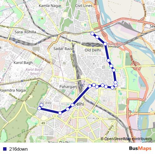 216down bus Line Map