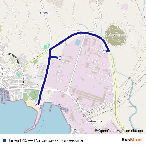 Linea 845 bus Line Map