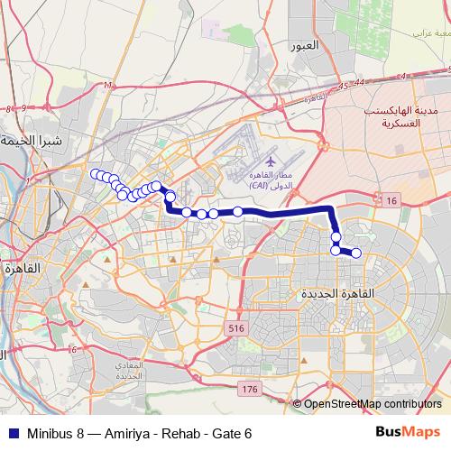 Minibus 8 bus Line Map