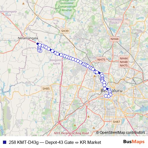 258 KMT-D43g bus Line Map