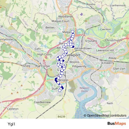 Ygi1 bus Line Map