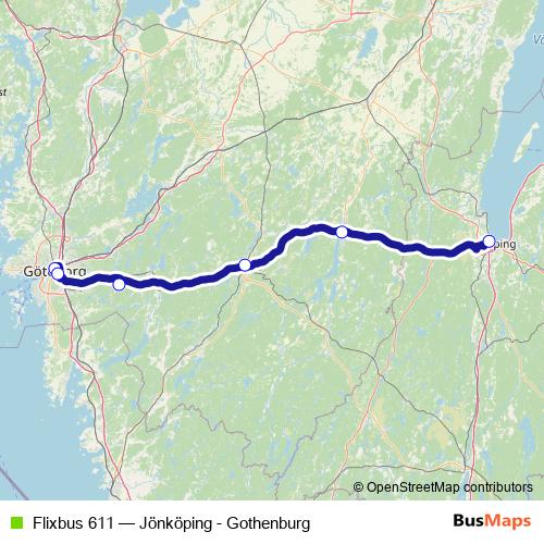 Flixbus 611 bus Line Map
