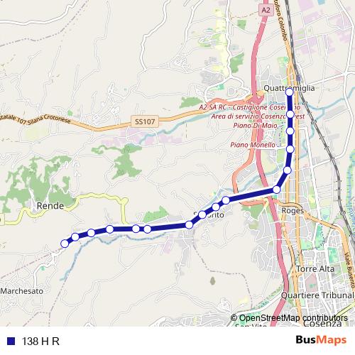 138 H R bus Line Map