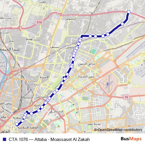 CTA 1076 bus Line Map