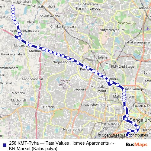 258 KMT-Tvha bus Line Map
