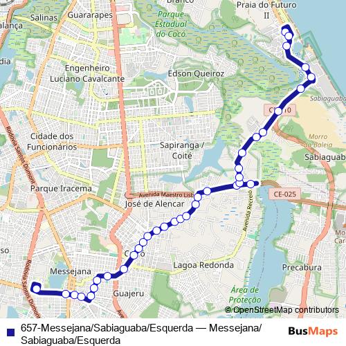 657-Messejana/Sabiaguaba/Esquerda bus Line Map