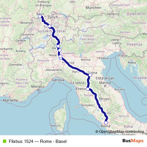 Flixbus 1524 bus Line Map