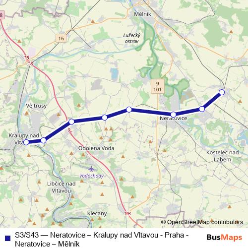 S3/S43 rail Line Map