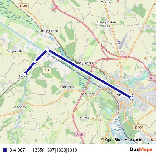3-4-307 bus Line Map