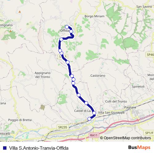 Villa S.Antonio-Tranvia-Offida bus Line Map