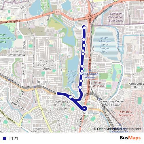 T121 bus Line Map