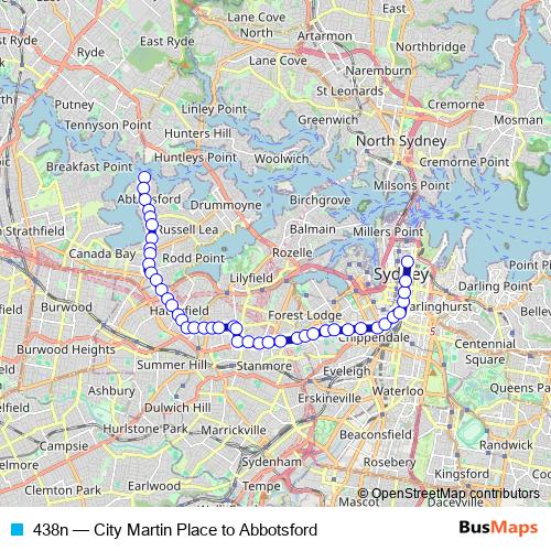 438n bus Line Map
