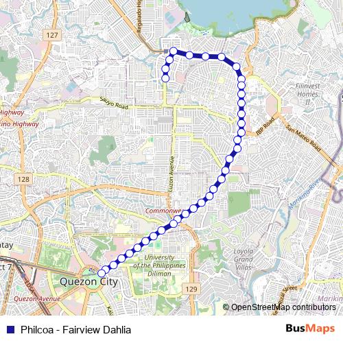 Philcoa - Fairview Dahlia bus Line Map