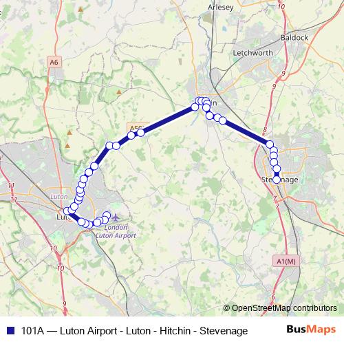 101A bus Line Map