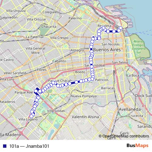 101a bus Line Map