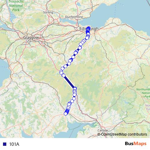 101A bus Line Map