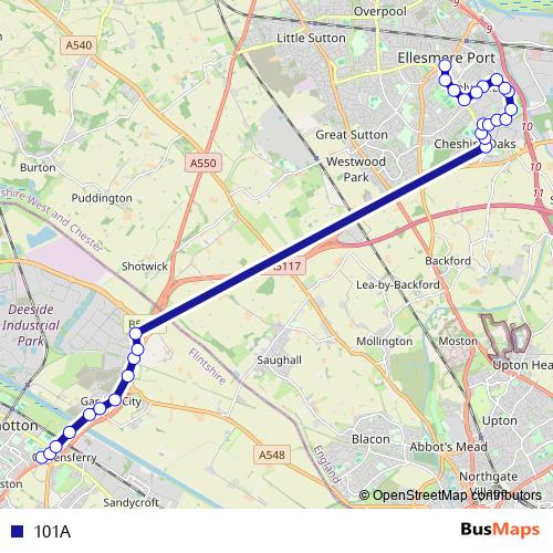 101A bus Line Map