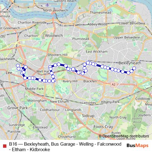 B16 bus Line Map