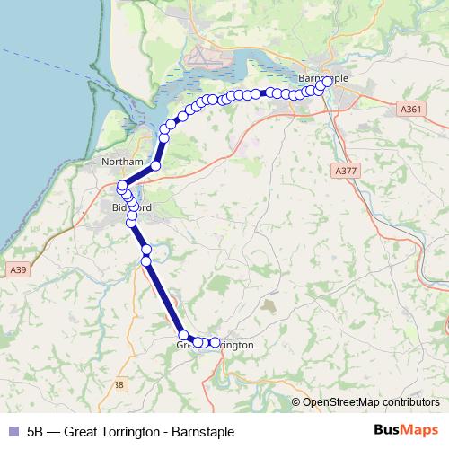 5B bus Line Map